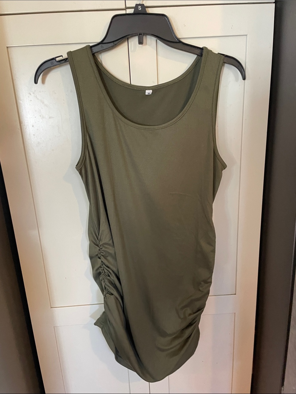 Maternity Olive Green Sleeveless Ruched Tank Top